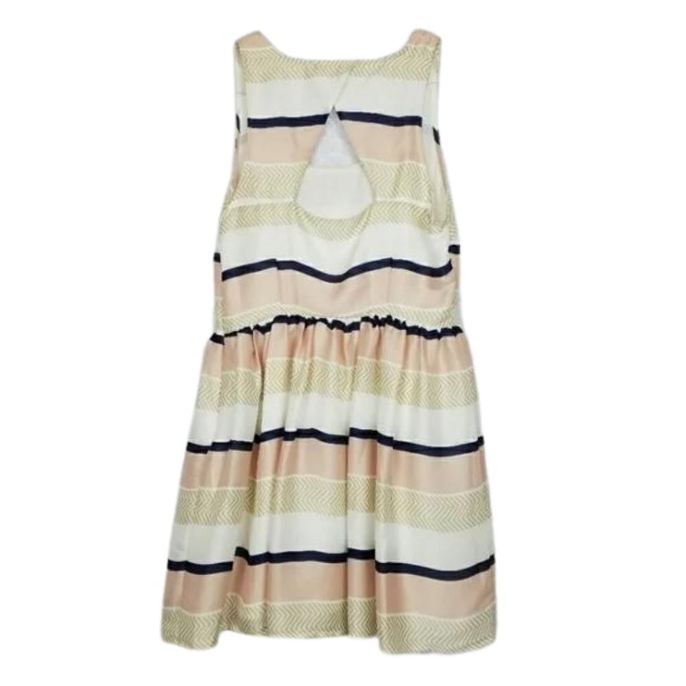 BB Dakota Blush Pink and Navy Striped A-Line Dress with Back Cutout Size 8 - Picture 2 of 6